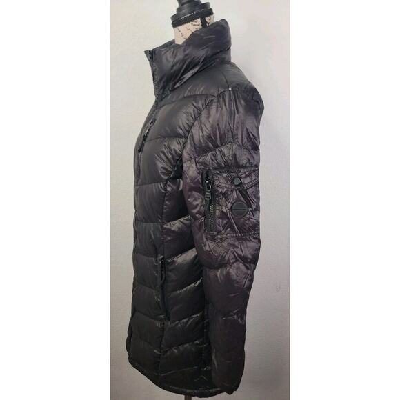Andrew Marc Coat Womens SZ Small Black Down Puffer Coat Longline - Picture 6 of 16